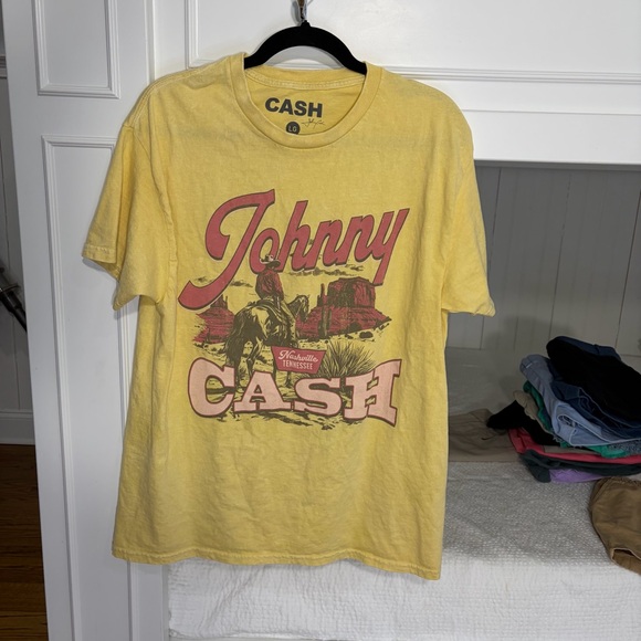 Johnny Cash Other - Johnny Cash Nashville TN Graphic Tee - Yellow